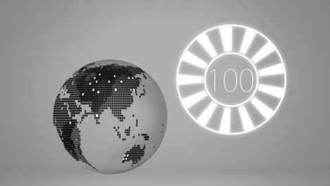 animación del reloj y el cambio de números en fondo gris