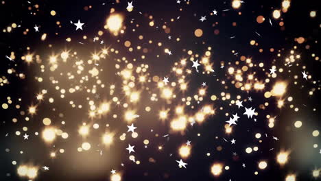 animation of stars and glowing spots falling over dark background