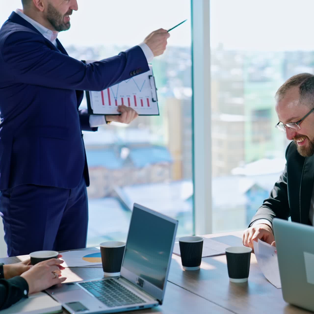 Employees discussing ideas for a new project. Business meeting