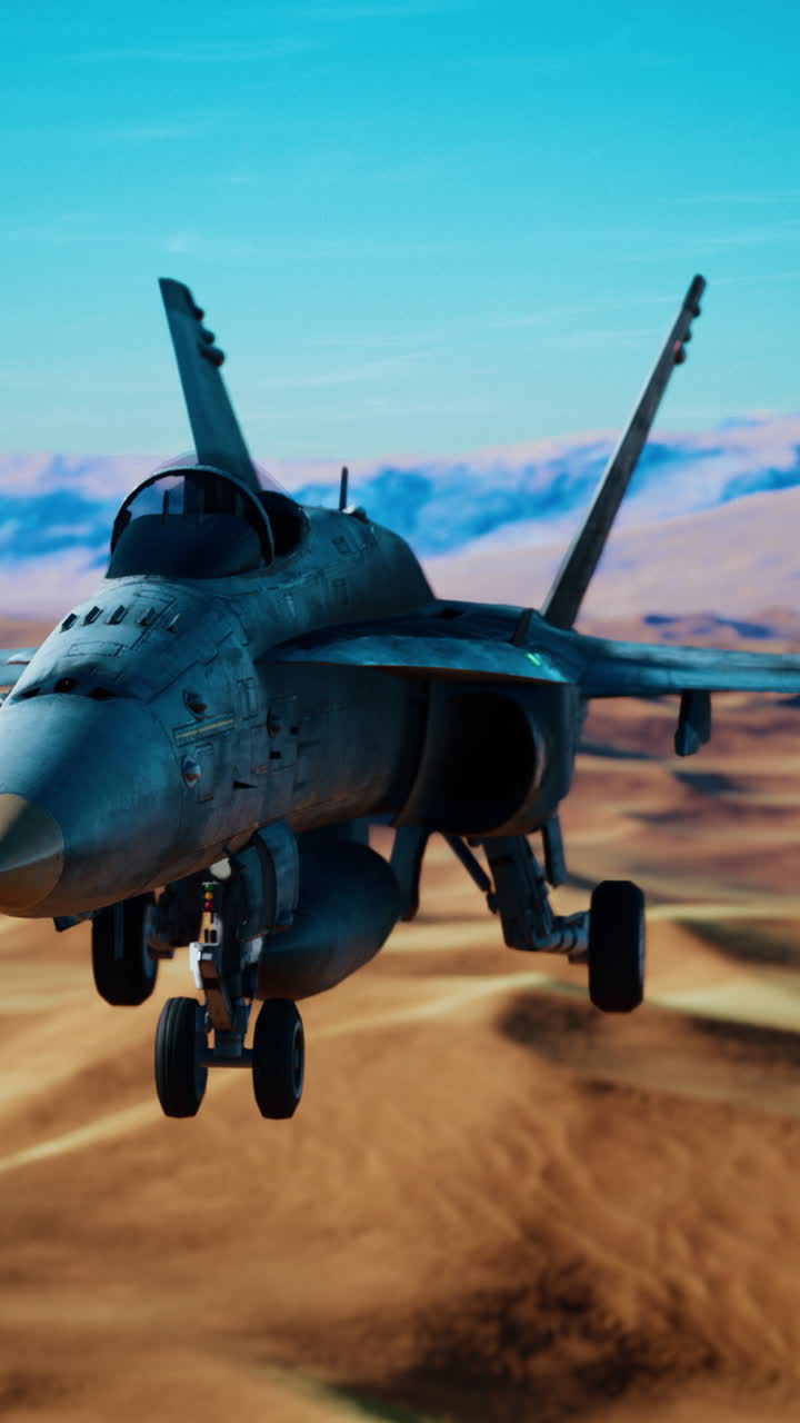 un avión de combate f-18 hornet volando sobre el desierto