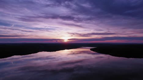 purple sunset over a calm lake