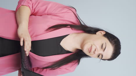 Vertical-video-of-Coughing-business-woman.