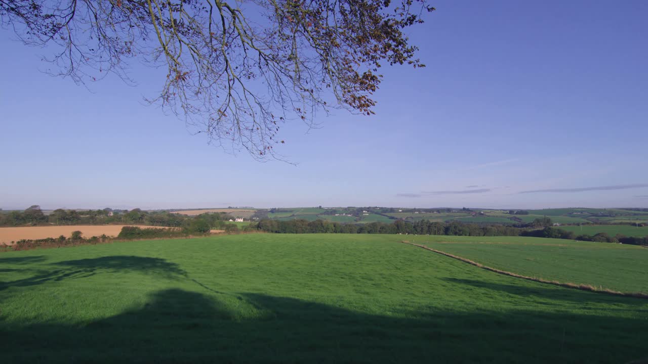 cielo azul brillante sobre los campos