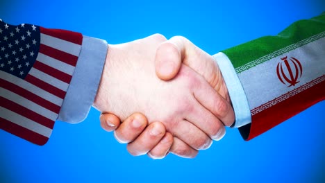 United States - Iran / Handshake concept animation about countries and politics / With matte channel