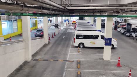 underground parking garage with vehicles