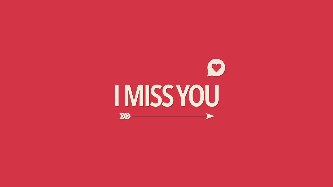 빨간색 그라데이션에 하트와 화살표가 있는 당신이 그리워요