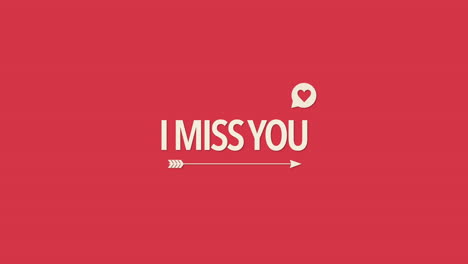 i miss you with heart and arrow on red gradient