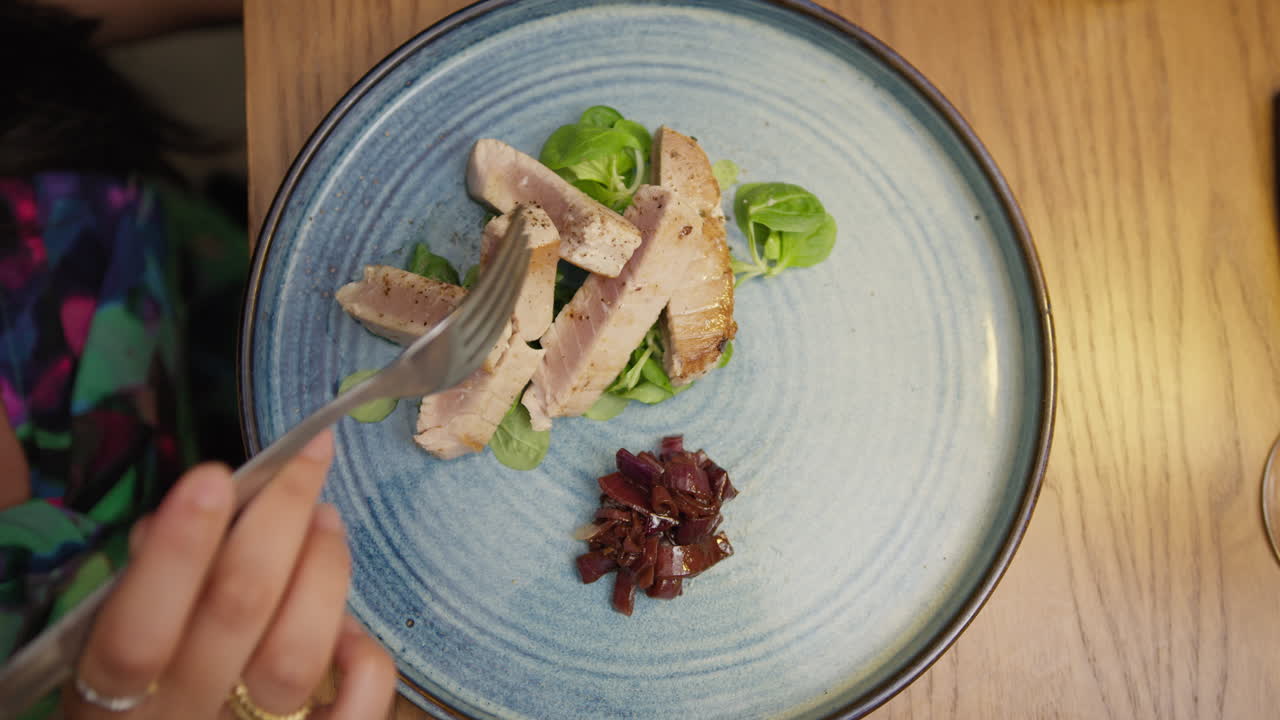 Mix Of Colors For The Gourmet Tuna Dish At The Restaurant For Dinner