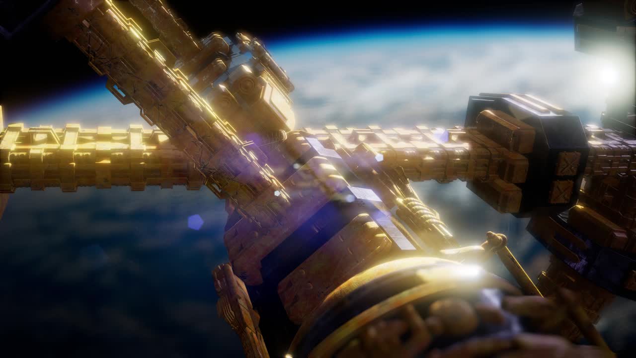 Terra e veicolo spaziale. Navicella spaziale sopra la Terra