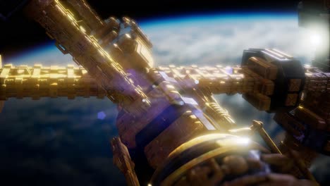 la tierra y la nave espacial. nave espacial sobre la tierra