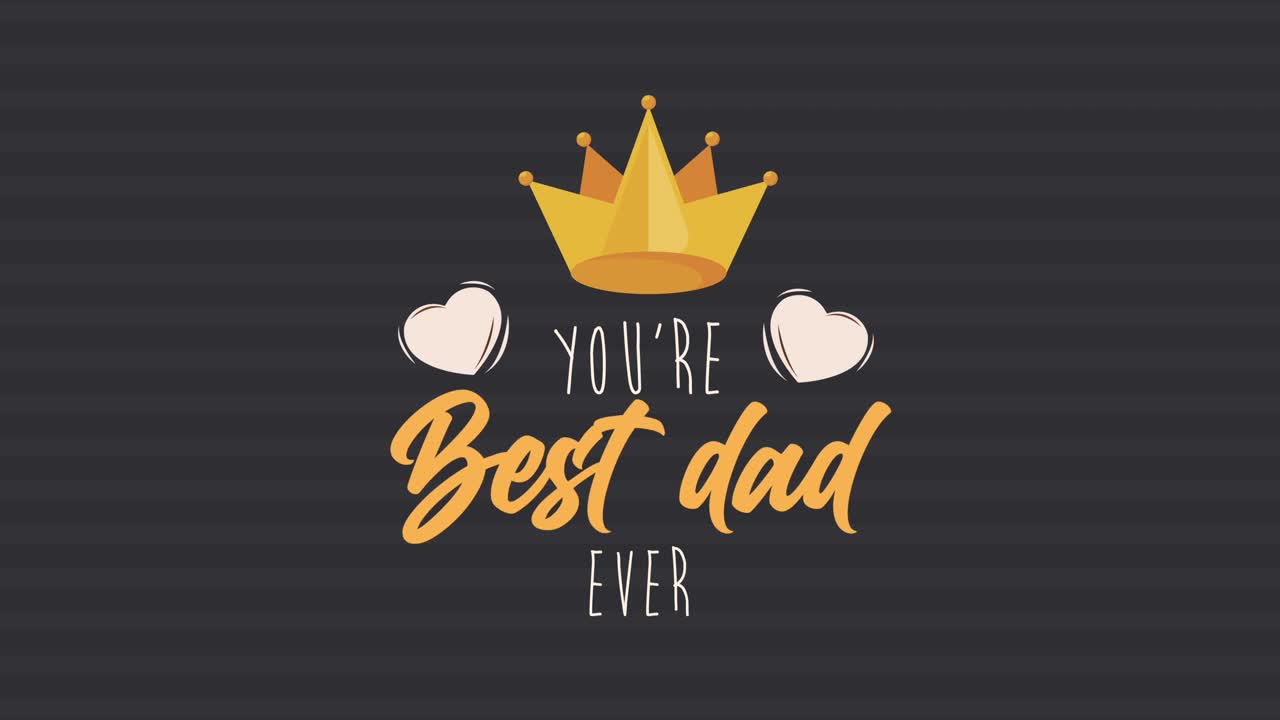 왕관과 심장과 함께 행복한 아버지의 날 글자 카드