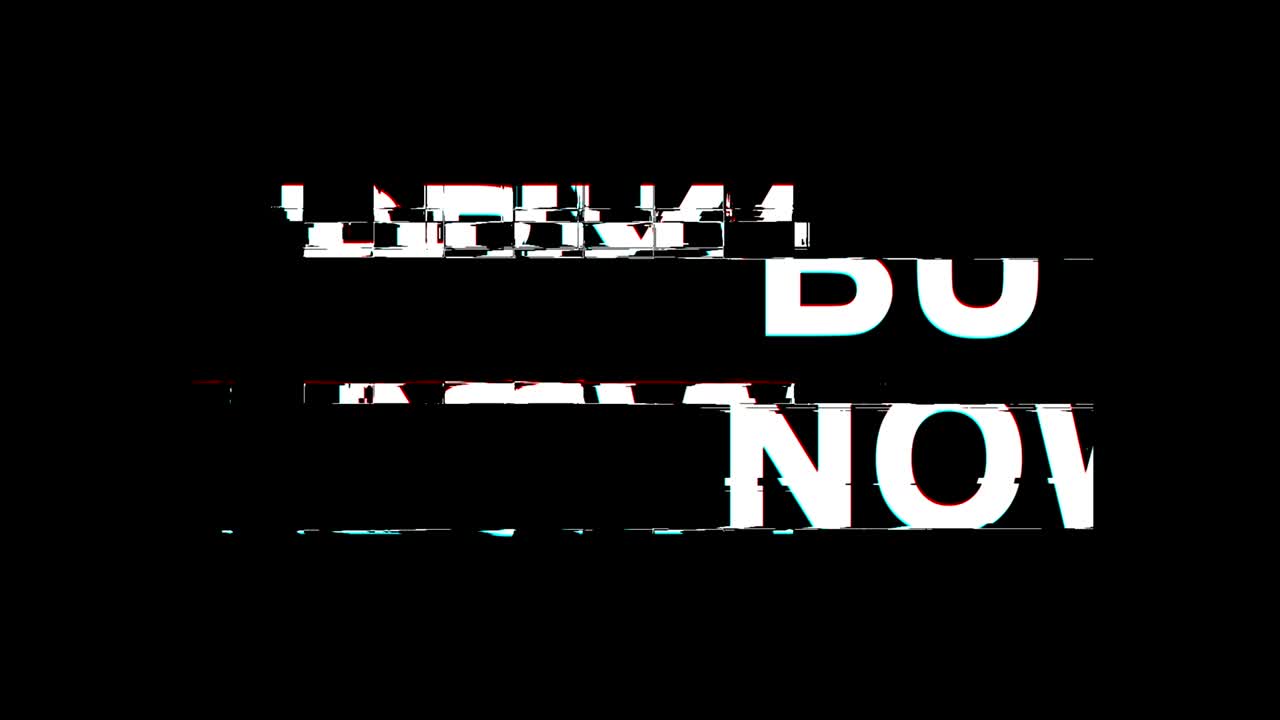 BUY NOW Glitch Effect Text Digital TV Distortion 4K Loop Animation