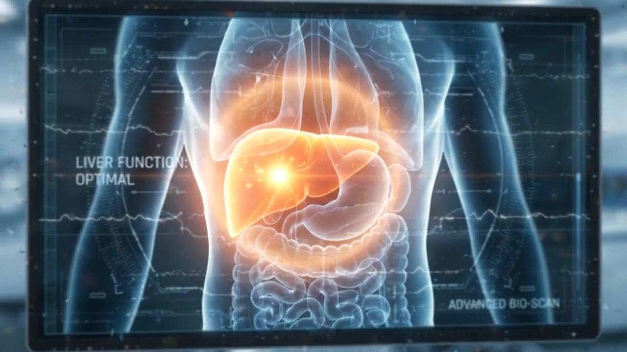 Digital Medical Scan Showing Optimal Liver Function