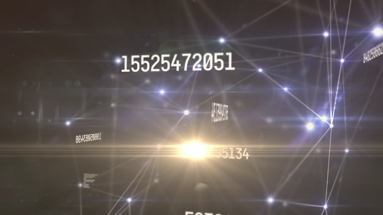 Animation of globe of network of connections with numbers and data processing