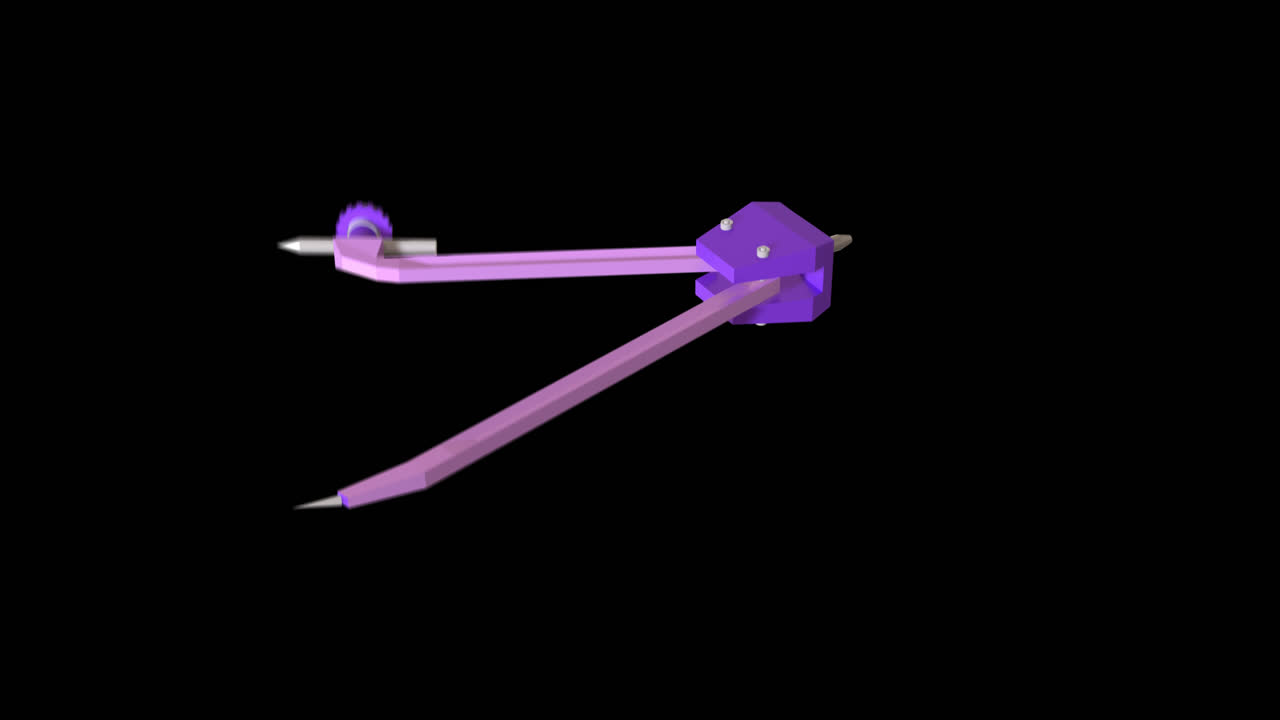 검은색 배경 위에 회전하는 나침반의 애니메이션