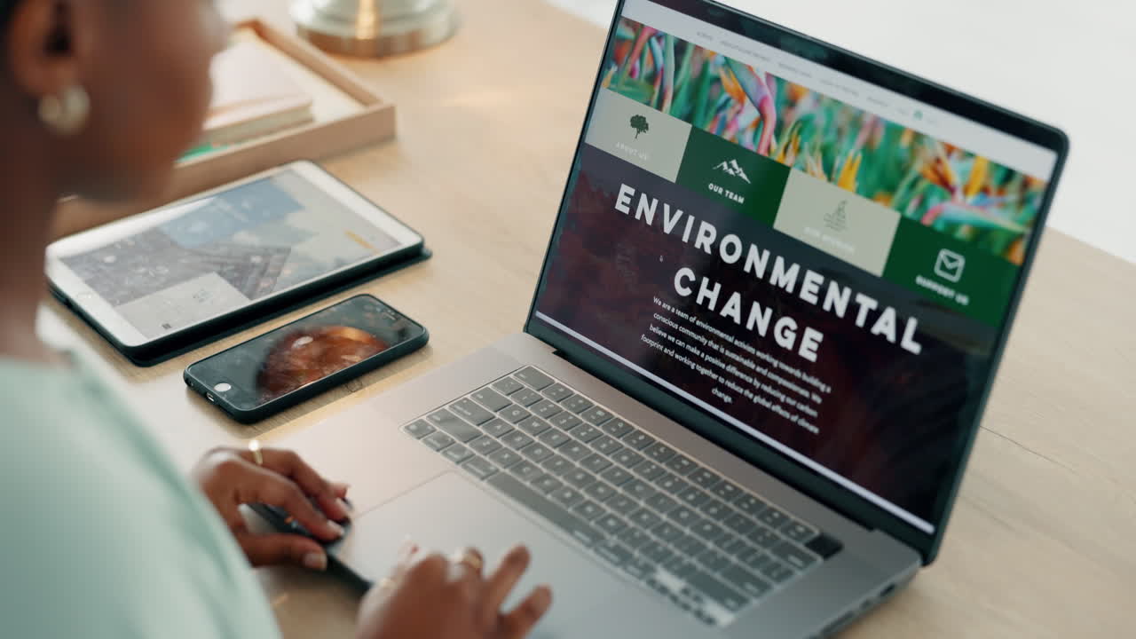 Laptop woman, environment change