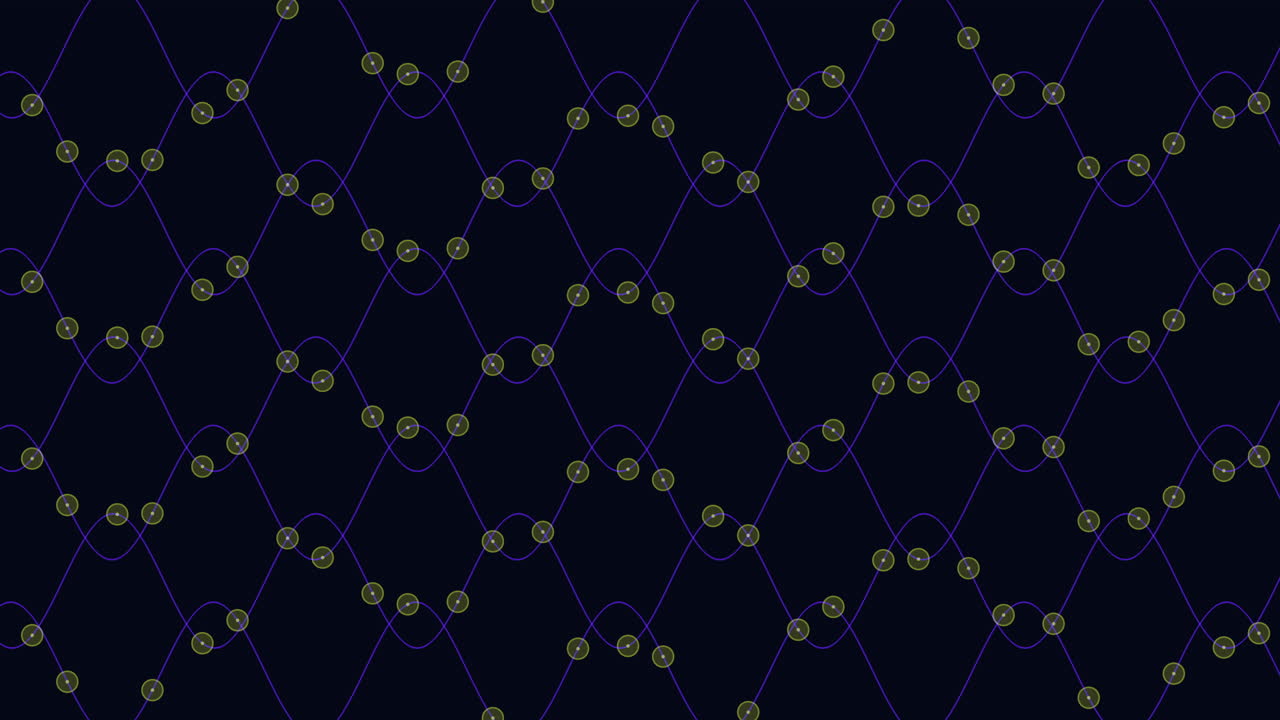 Vibrant red and blue dot pattern on black background resembles diamond shape