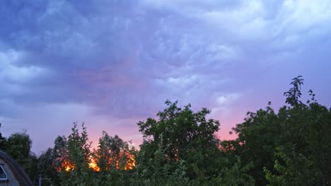 bright flash of lightning. flashes of lightning in the sky during sunset