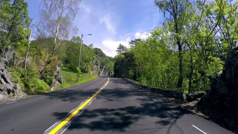 driving a car on a road in norway