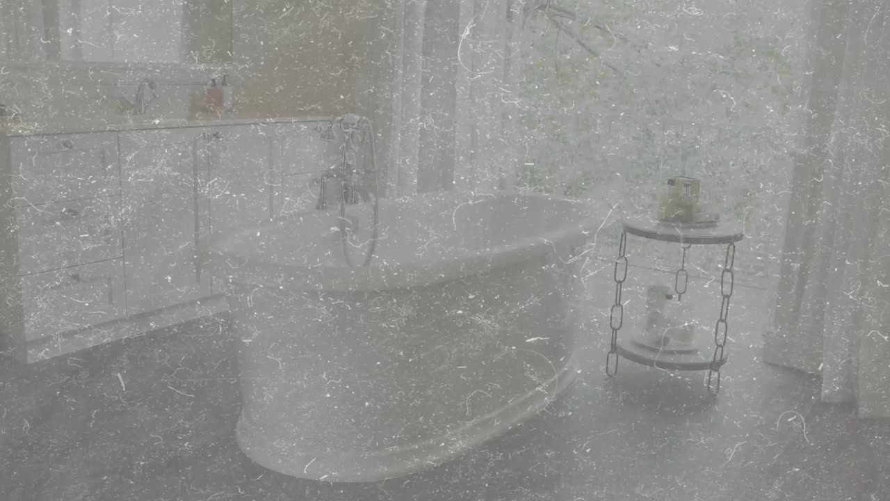 단어의 애니메이션은 안전하게 집에 머물면서 빈 욕실 위에 프레임을 만들고  ⁇ 박입니다.