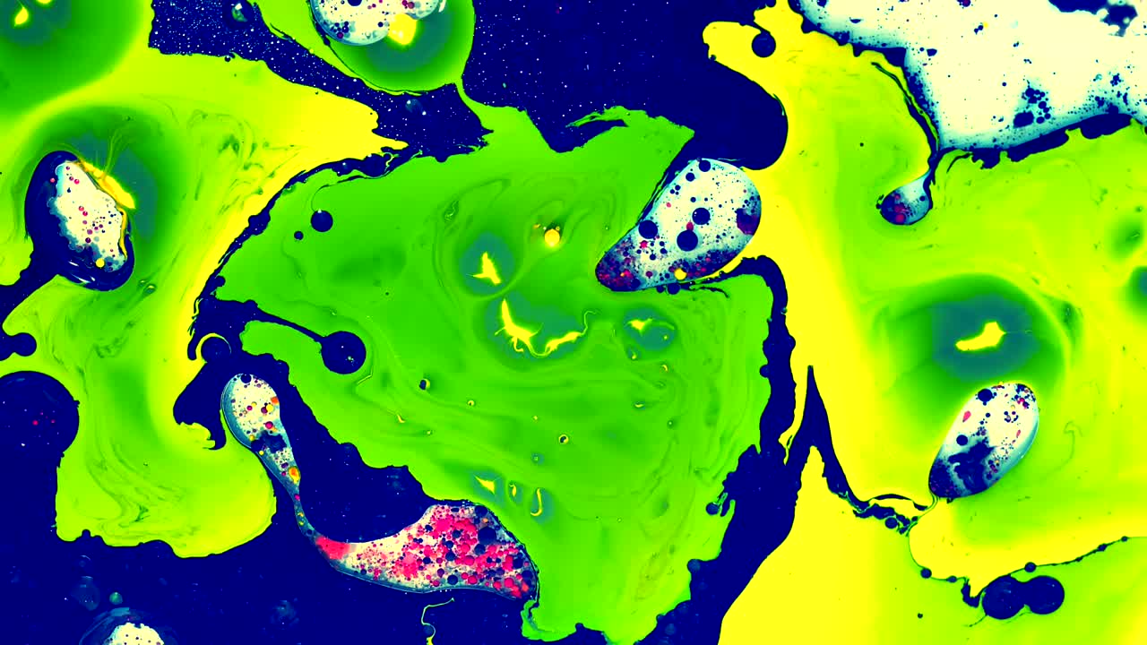 물에 물색 잉크와 기름을 넣은 미래의 트렌드 배경.