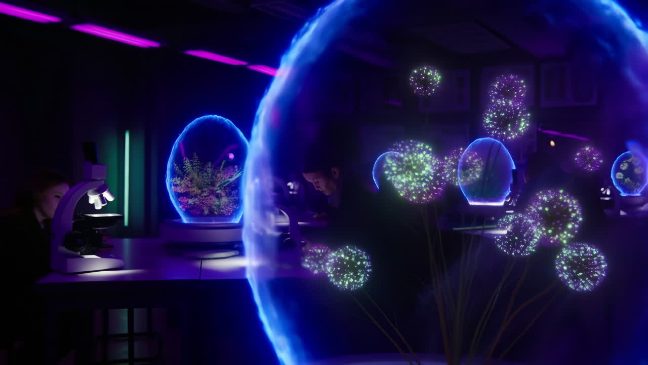 Futuristic Science Lab with Glowing Orbs