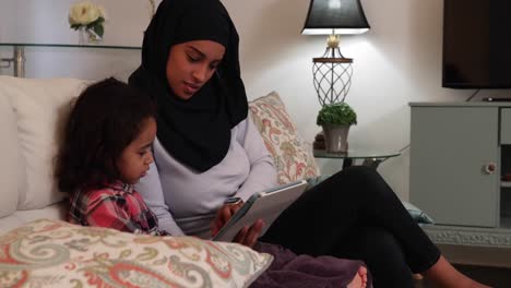 mother and daughter at home