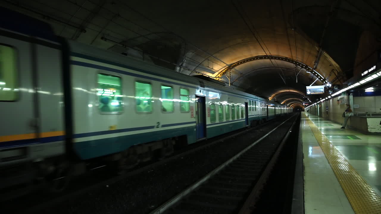 SANREMO, ITALY - 14 SEPTEMBER, 2021: People at the train station