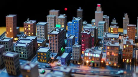 miniature cityscape at night