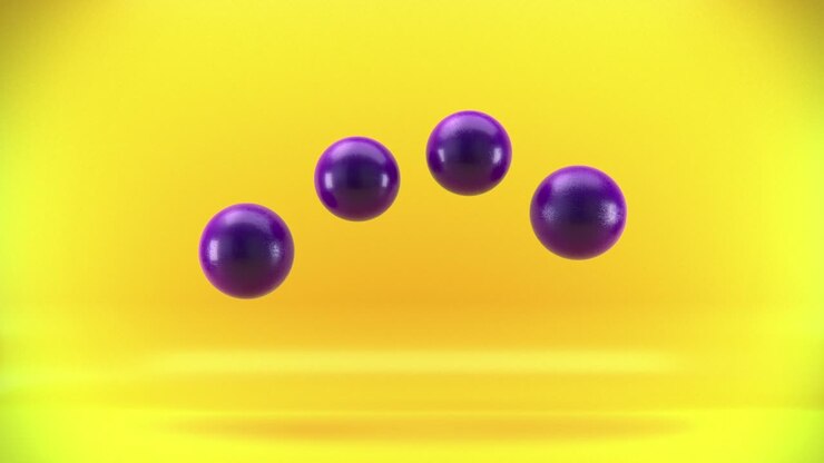 Sphere wave flow animation in studio on yellow background.