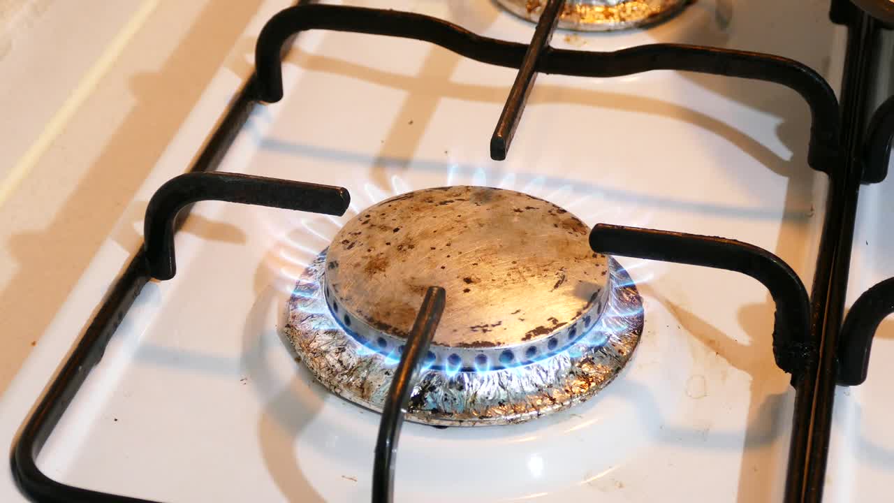 blue gas flame, selective focus