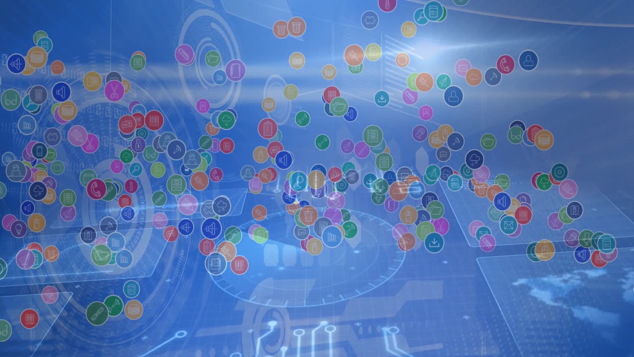 디지털 스크린에서 스코프 스캔 및 아이콘의 애니메이션