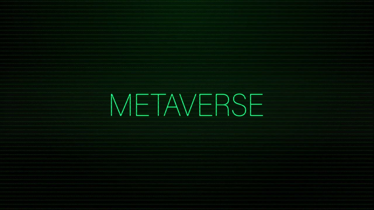 Animation of interference over metaverse text on black background