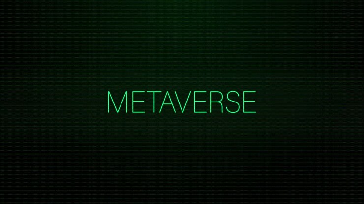 Animation of interference over metaverse text on black background