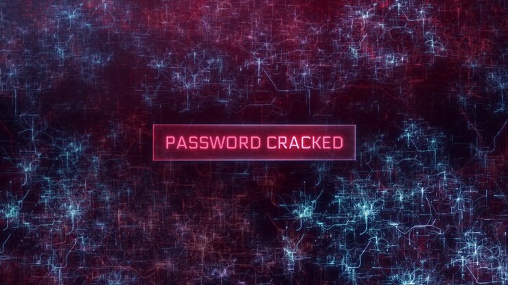 Concept 'Wachtwoord gekraakt' tegen een achtergrond van donkere computernetwerken.