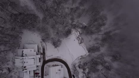 toma de drone del paisaje nevado