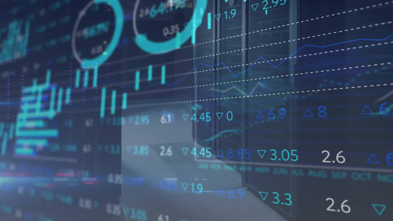 animación del procesamiento de datos digitales a través de servidores informáticos