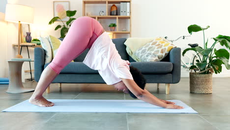 yoga woman stretching in downward