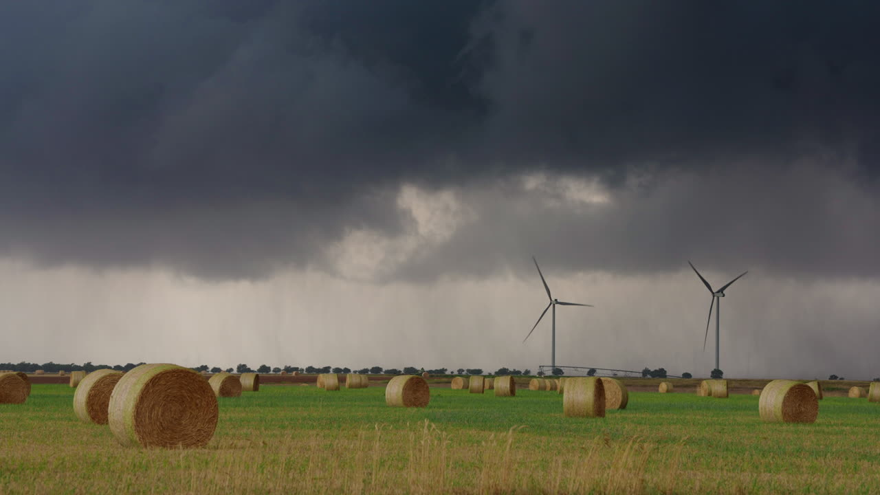 Ominous Atmosphere of Powerful Supercell Storm Rolling Through Open Landscape