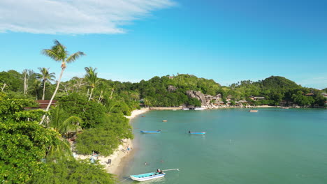 beautiful white sand beach island shark bay in koh tao, thailand