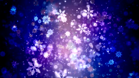 invierno, año nuevo y fondo de navidad. copos de nieve abstractos y borrosos. fondo de vacaciones. animación en bucle de 4k