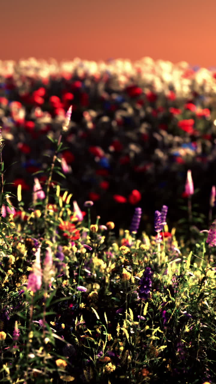 해가 지면 야생 꽃의