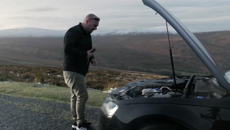 unfortunate car breakdown at wicklow mountains with the driver reacting