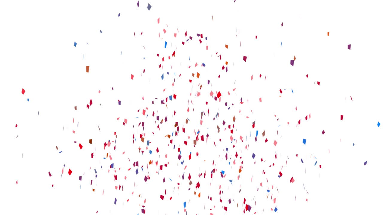 Animasi konfeti multi-warna berjatuhan di atas latar belakang putih.
