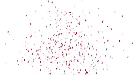 animation of multi coloured confetti falling over white background