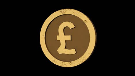 pound sterling gold coin rotates on its axis. transparent background