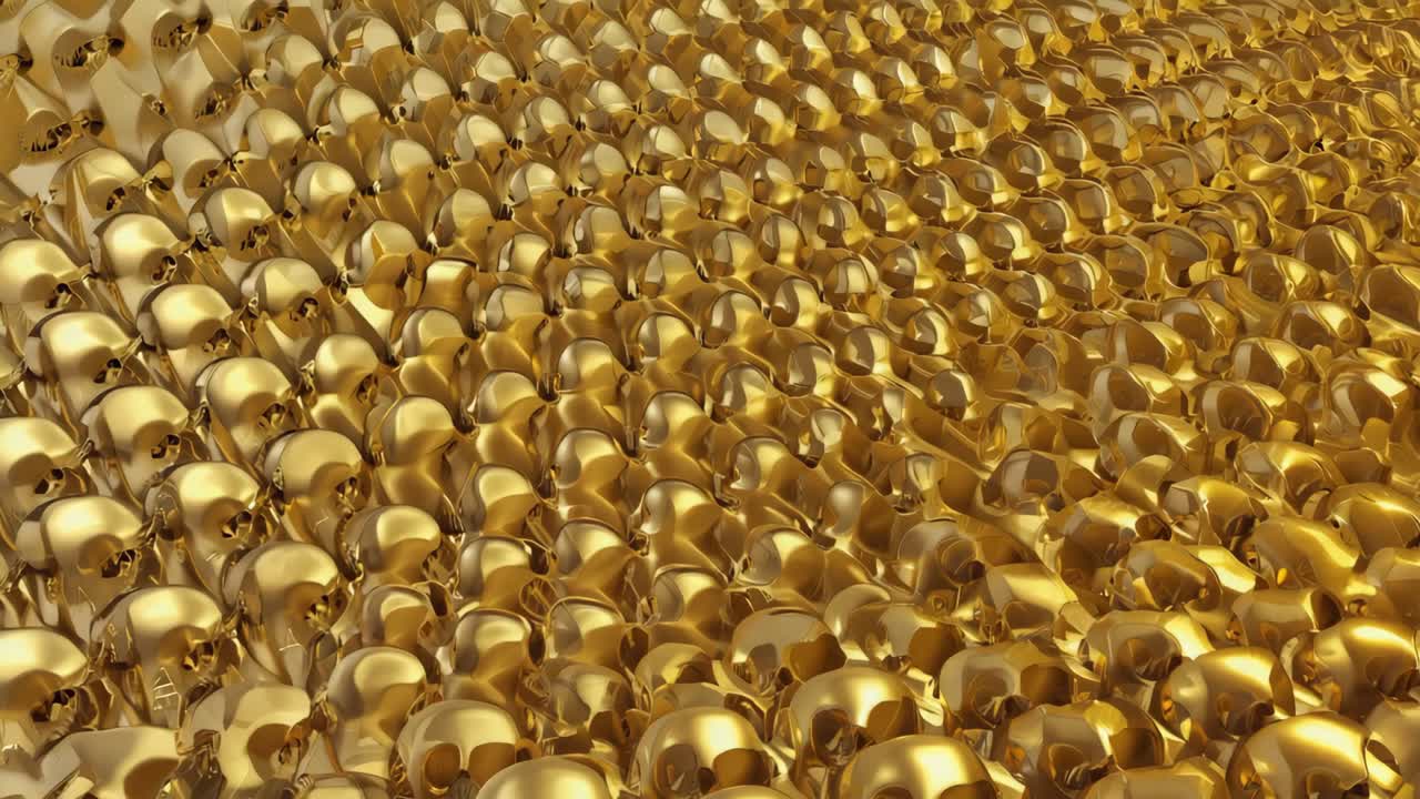 A pattern of golden skulls