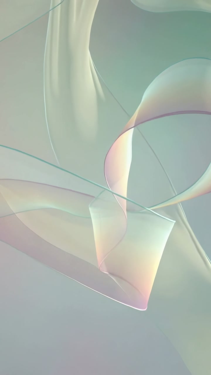 Vertical video: Starting thin ribbons flowing across pastel canvas, forming cup folds to show depth
