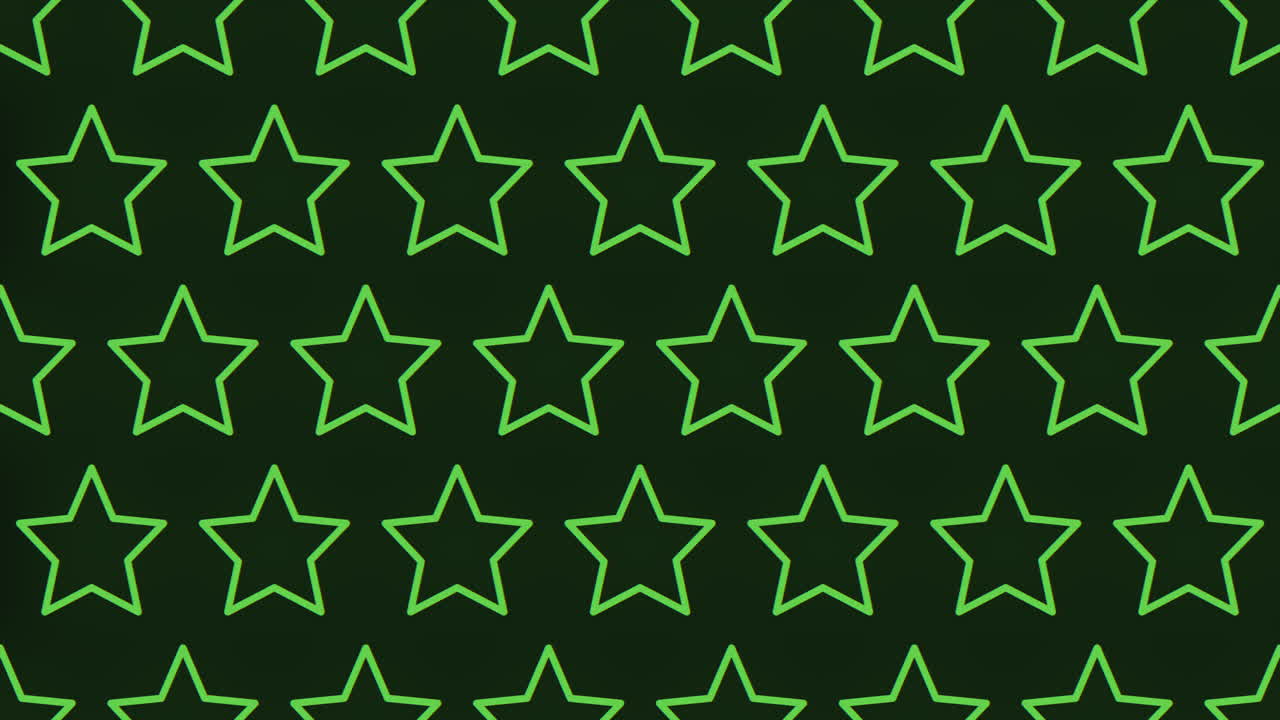 encantador patrón de estrella verde brillante brilla en el lienzo negro