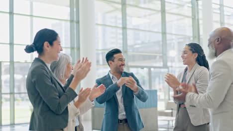 business people, high five and success